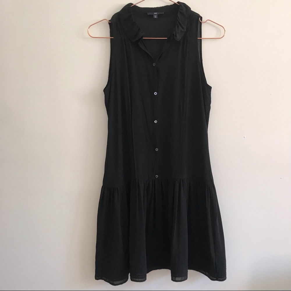 Gap Black 100% Silk Drop Waist Dress